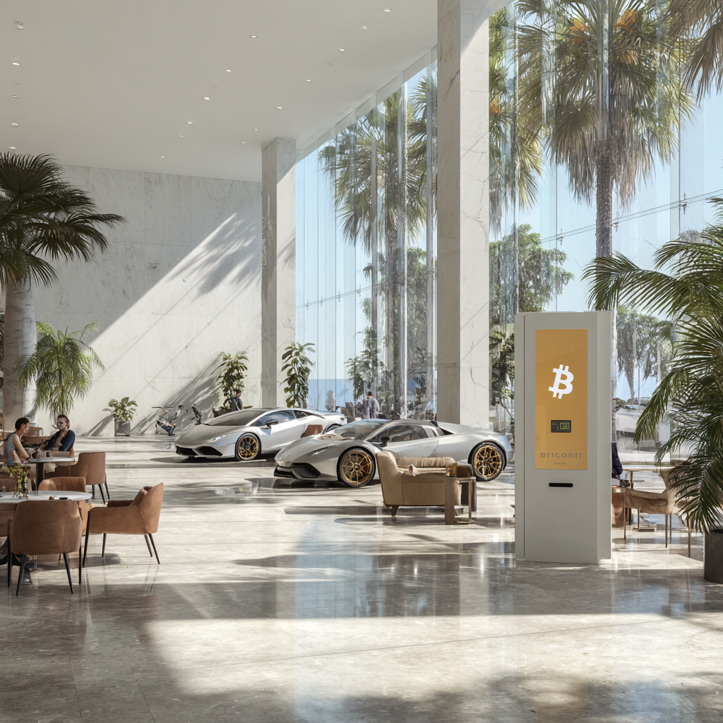 Luxury Crypto Lounge with Supercars
